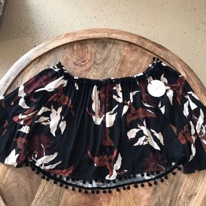 Tularosa off the shoulder Pom Pom crop top